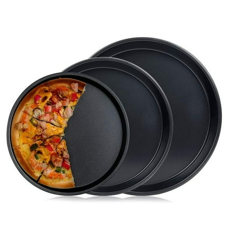 

Kzxbty Pizza Pan 3 Pcs Pizza Baking Tray Black Baking Tray Suitable for Oven Non-Stick Round Pizza Tray 8/9/10 Inch Baking Tray