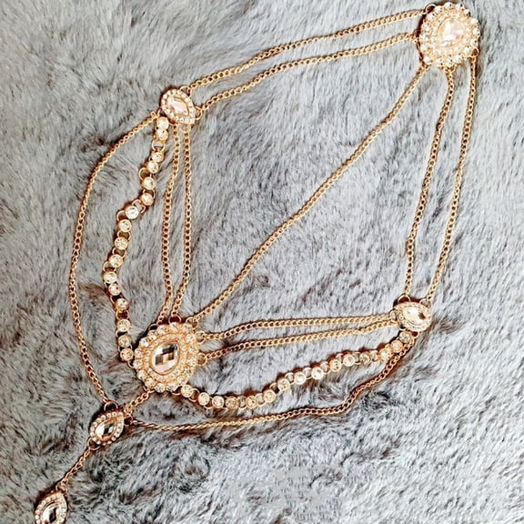 STRANDCHIC Golden Tassel Rhinestone Chain Hair Accessory Elegant for Weddings, Parties, and Special Events