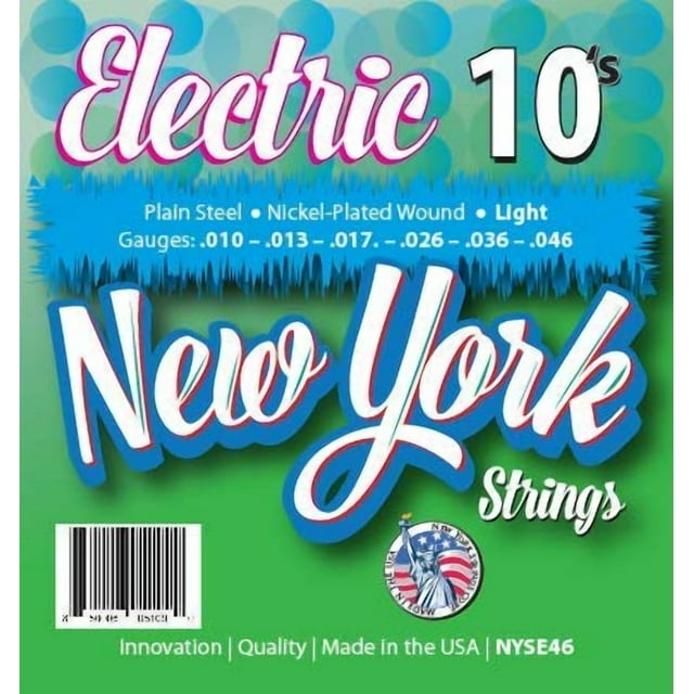 New York Strings NYSE46 Electric Guitar Strings Plain Steel - Light - 10's - Innovation - Quality - The New York Strings are a symphony of strings - MADE IN USA