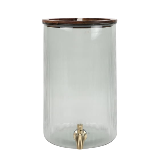 Better Homes and Gardens 2-Gallon Green Countertop Beverage Dispenser with Acacia Wood Lid