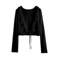 thumbnail image 2 of Lixiuxyad Basic Cardigan for Women New Thin Versatile Lace Shawl Jacket Short Long Sleeved Sun Outer Cardigan,Black, 2 of 3