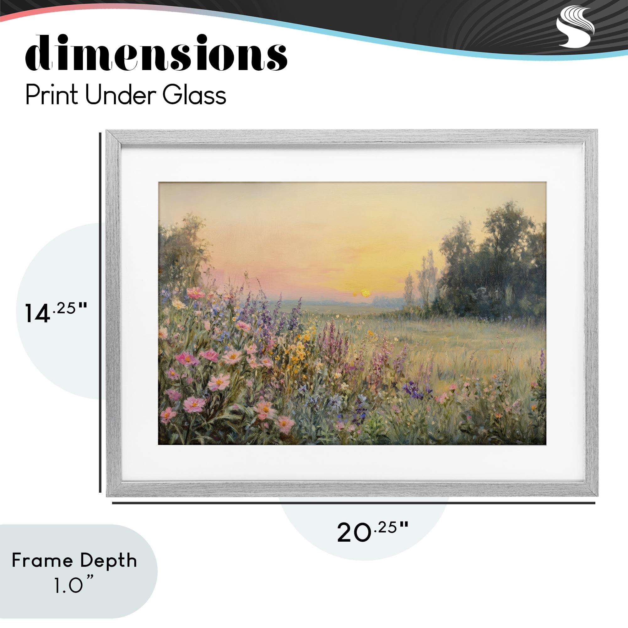 Stupell Industries Serene Twilight Meadow Gray Framed Print Under Glass, design by Petal Prints Design