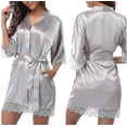 thumbnail image 1 of Bata de satén para novia, dama de honor, bata tipo kimono, ropa de dormir, albornoz, 1 of 4