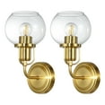 thumbnail image 6 of SAFAVIEH Huron G14 Satin Brass Metal Wall Sconce with Clear Glass Shade, Set of 2, 6 of 17