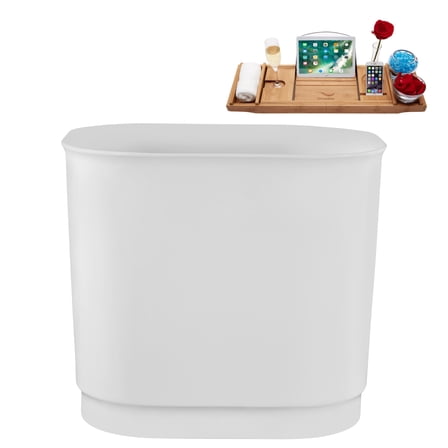 40" Streamline G-97-363-CH Soaking Glossy White Freestanding Tub and Tray With Internal Drain in Polished Chrome