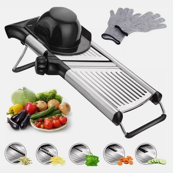 Rayfurn Stainless Steel Mandoline Slicer Upgrade Vegetable Food Chopper, Adjustable Safe Slicer for Veggie Prep