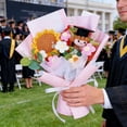 thumbnail image 6 of Graduation Gifts, Handmade Knitted Flower Bouquet Sunflower with Plush Bear Class of 2026 Graduation Gifts for Her Him Grad Celebration Ceremony Gifts (Pink), 6 of 6
