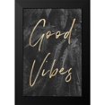 thumbnail image 2 of Nature Magick 13x18 Black Modern Framed Museum Art Print Titled - Good Vibes Gray Ferns Gold Quote Portrait, 2 of 5