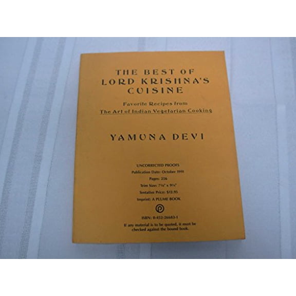 Pre-Owned The Best of Lord Krishna's Cuisine: Favorite Recipes from The Art of Indian Vegetarian Cooking (Paperback) 0452266831 9780452266834