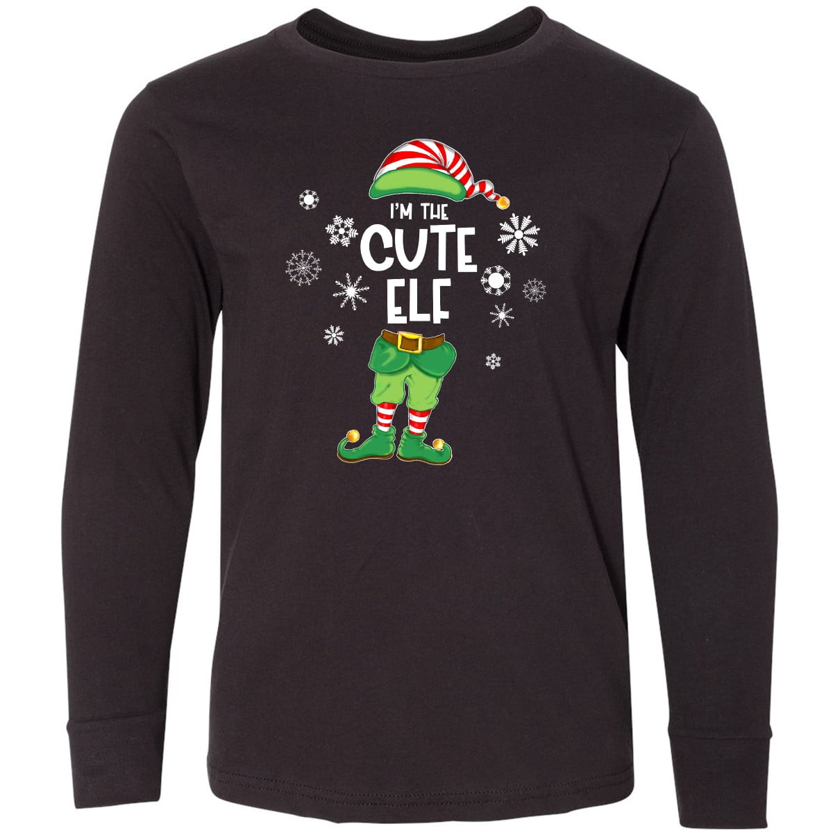 Inktastic Funny Christmas I'm the Cute Elf with Shoes and Hat Long Sleeve Youth T-Shirt