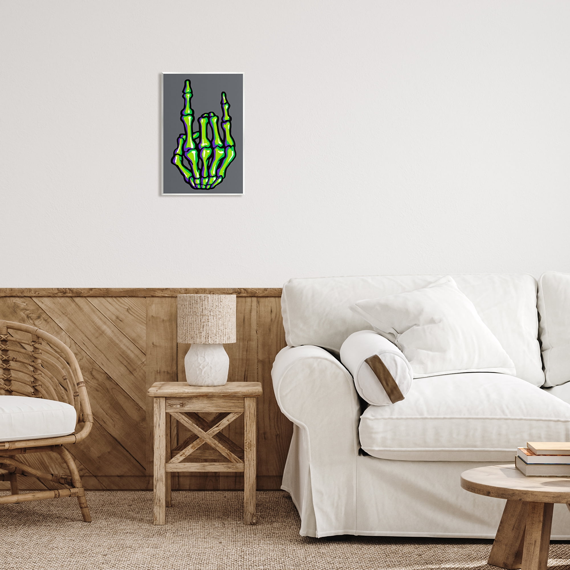 Stupell Industries Rock On Skeleton Hand Holiday Painting Unframed Art Print Wall Art, 10 x 15