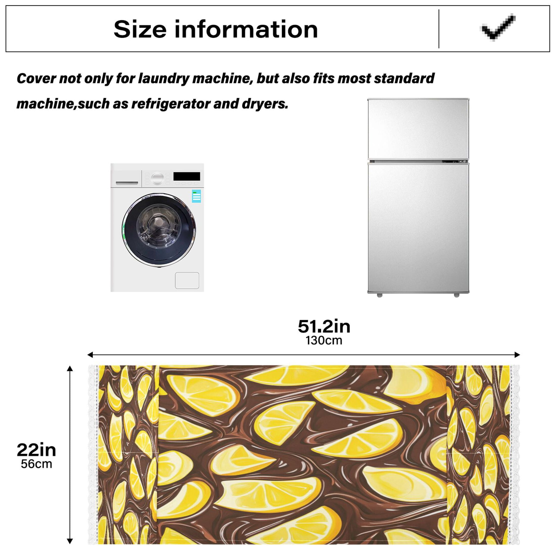 Lemon Chocolate PatternWasher and Dryer Covers Dust-Proof and Oil Resistant Fridge Cover with 4 Storage Pockets Washing Machine Top Cover for Laundry Kitchen Home 51.2 x 22 In