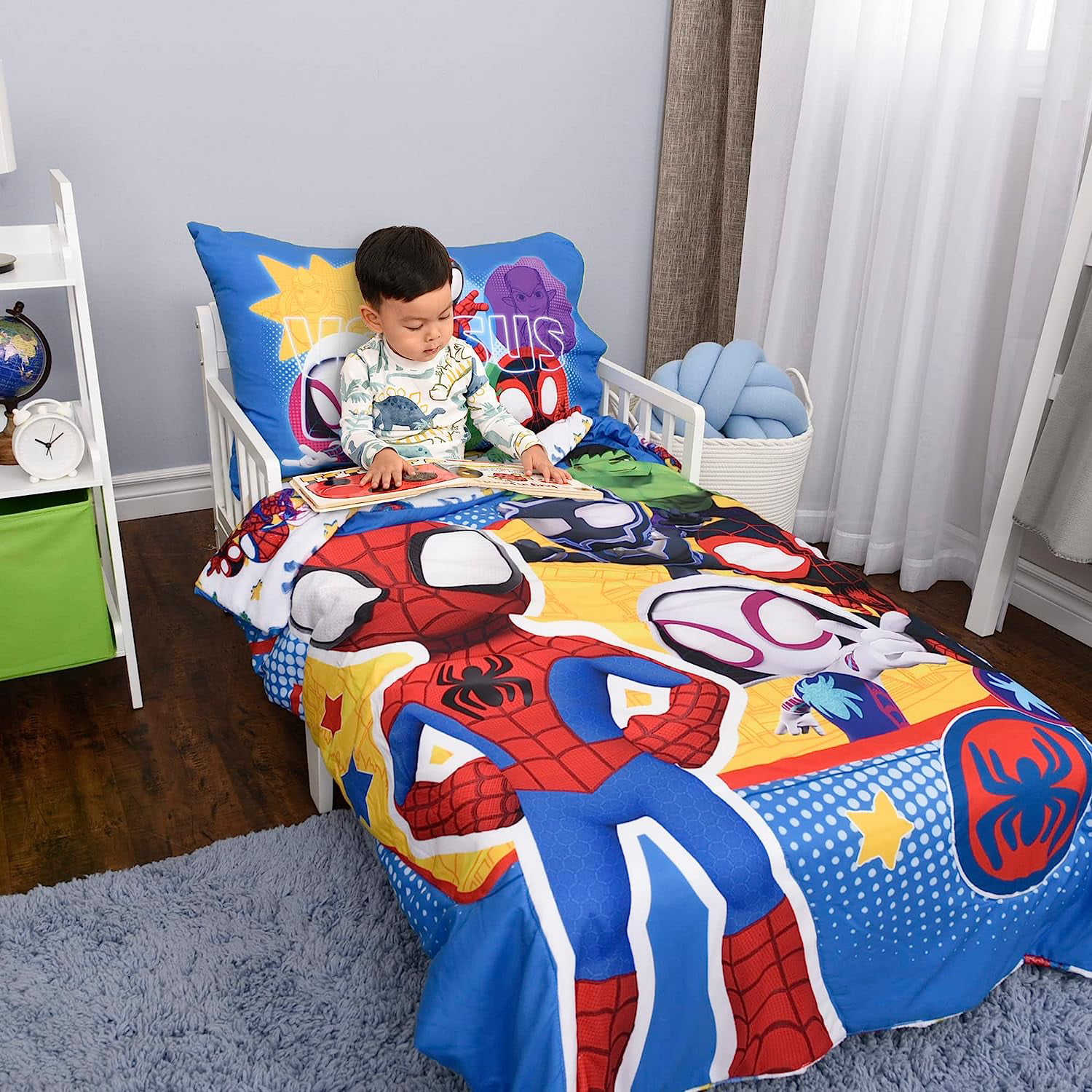 Spidey & His Amazing Friends Toddler Sheet Set for Kids - 3 Pcs Bedding Set  - Pillowcase , Comforter and Fitted Sheet 