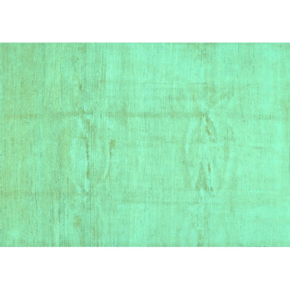 Ahgly Company Indoor Rectangle Solid Turquoise Blue Modern Area Rugs, 7' x 9'