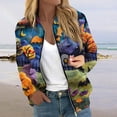 Huresd Women'S Zip Up Jacket Sequin Halloween Bomber Jackets Long
