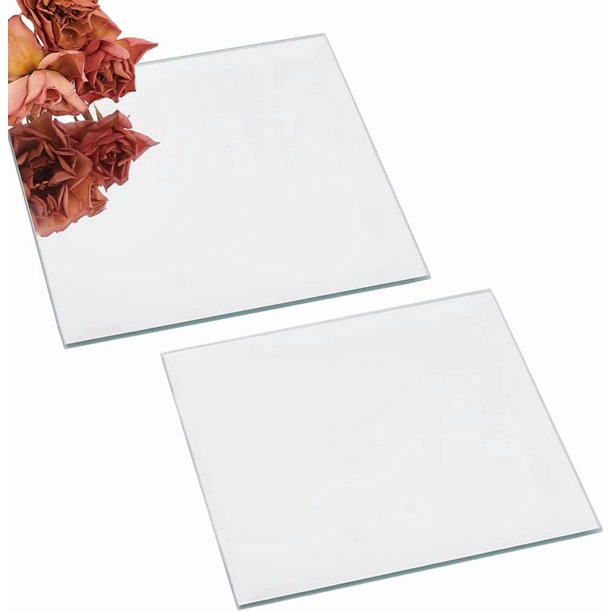 2 piezas de azulejos de espejo cuadrados de vidrio de 4x4 pulgadas, 2,5 mm de grosor, pulidos, estilo moderno, blancos, autoadhesivos (2 unidades).