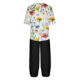 thumbnail image 5 of Nrmvnmi Women's Summer 2 Piece Outfits Casual Floral Prints Short Sleeve Pajama Tops Wide Leg Pants Lounge Sets Tracksuits Mothers Day Gifts, 5 of 5