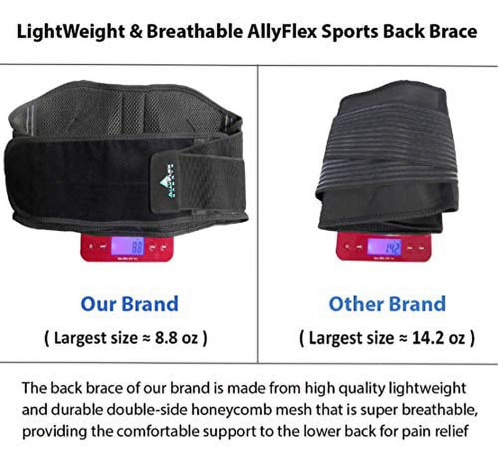 AllyFlex Sports® Small Back Brace for Female Lower Back Pain Breathable  Lumbar Support Belt for Women and Men Slim Fit Under Clothes to Improve