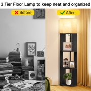 OUTON Floor Lamp with Shelves, Standing Lamp with 3 Color Temperature LED Bulb for Living Room Bedroom, Office
