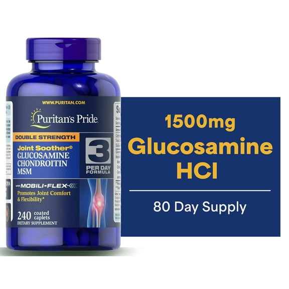 Puritans Pride Double Strength Glucosamine, Chondroitin and Msm Joint Soother, 240 Count