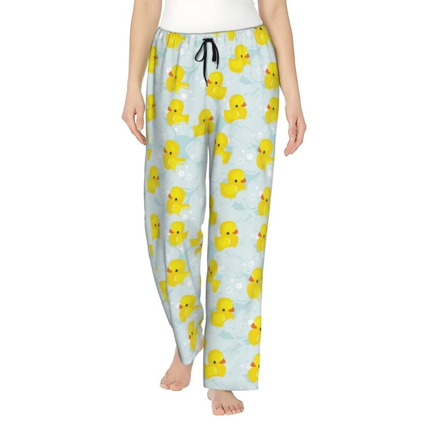 Balery cute rubber duck Pantalones de pijama para mujer, pijamas ultraligeros, pantalones de estar por casa-Small