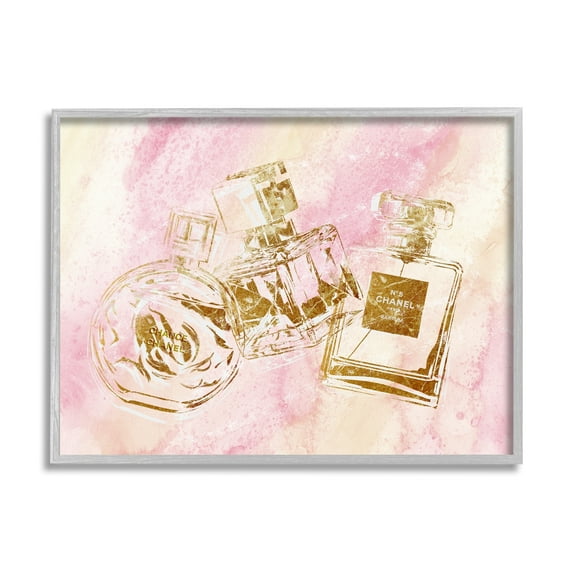 Stupell Industries Fashion Bottle Trio Gold Glam Abstract Pattern, 14 x 11,Design by Ziwei Li