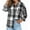 Gray, variant on Otntypg Flannel Plaid Button Down Shirts for Women Lightweight Casual Fall Winter Long Sleeve Shacket Jacket Trendy Comfy Warm Outwear Tops with Pockets Green L