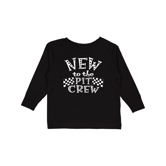 Inktastic New to the Pit Crew Racing Flags Boys or Girls Long Sleeve Toddler T-Shirt