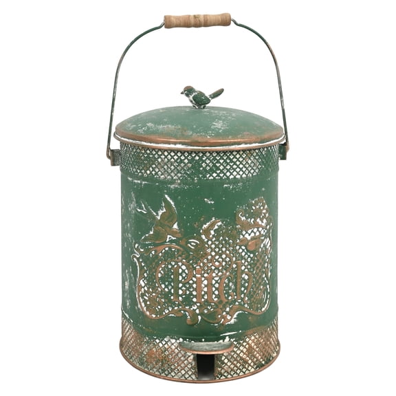 2 Gal Vintage Small Step On Trash Can With Lid Liner and Handle, Farmhouse Rustic Garbage Can Watse Bin for Living Room Bathroom Office