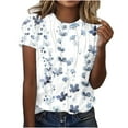 thumbnail image 2 of Women's Tops Under $10 Free Shipping Summer Short Sleeve Print Short Sleeve V-Neck Blouses, 2 of 4