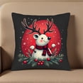 thumbnail image 5 of Festive Winter Throw Pillow Covers Set of 2 - 18x18in Cute White Reindeer with Scarf Design for Couch Bed Car Cozy Holiday Decor, 5 of 8