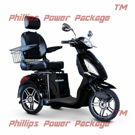 E-Wheels - EW-36 Full-Sized Scooter - 3-Wheel - Black - PHILLIPS POWER PACKAGE TM - $500 VALUE