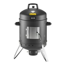 VEVOR Charcoal Smoker, 16" Vertical Charcoal BBQ Grill, Coated Steel Barbecue Smoker with 2 Grilling Grates, Thermometer, Air Vents & Removable Ash Tray, Ideal for Backyard Patio Parties Cooking