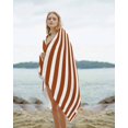 thumbnail image 2 of Burnt Orange Stripe Beach Towels Oversized Super Absorbent, Farmhouse Striped Abstract Art Lightweight Bath Towel Quick Dry Sets For Bathroom/Pool/Rv Camping/Beach Play/Gym Room/Picnic 31"x62", 2 of 8