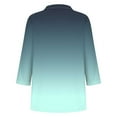thumbnail image 4 of UAMVSH Women's 3/4 Length Sleeve V-Neck Collared Tops Trendy Gradient Printed Casual Lapel Office Work Tunic Shirts Clothes(XX-Large,Army Green), 4 of 5