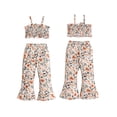 thumbnail image 3 of Aojekbee Girls Summer 2PCS Pants Sets Sleeveless Ruched Floral Camisole Flared Pants Sets, 3 of 10