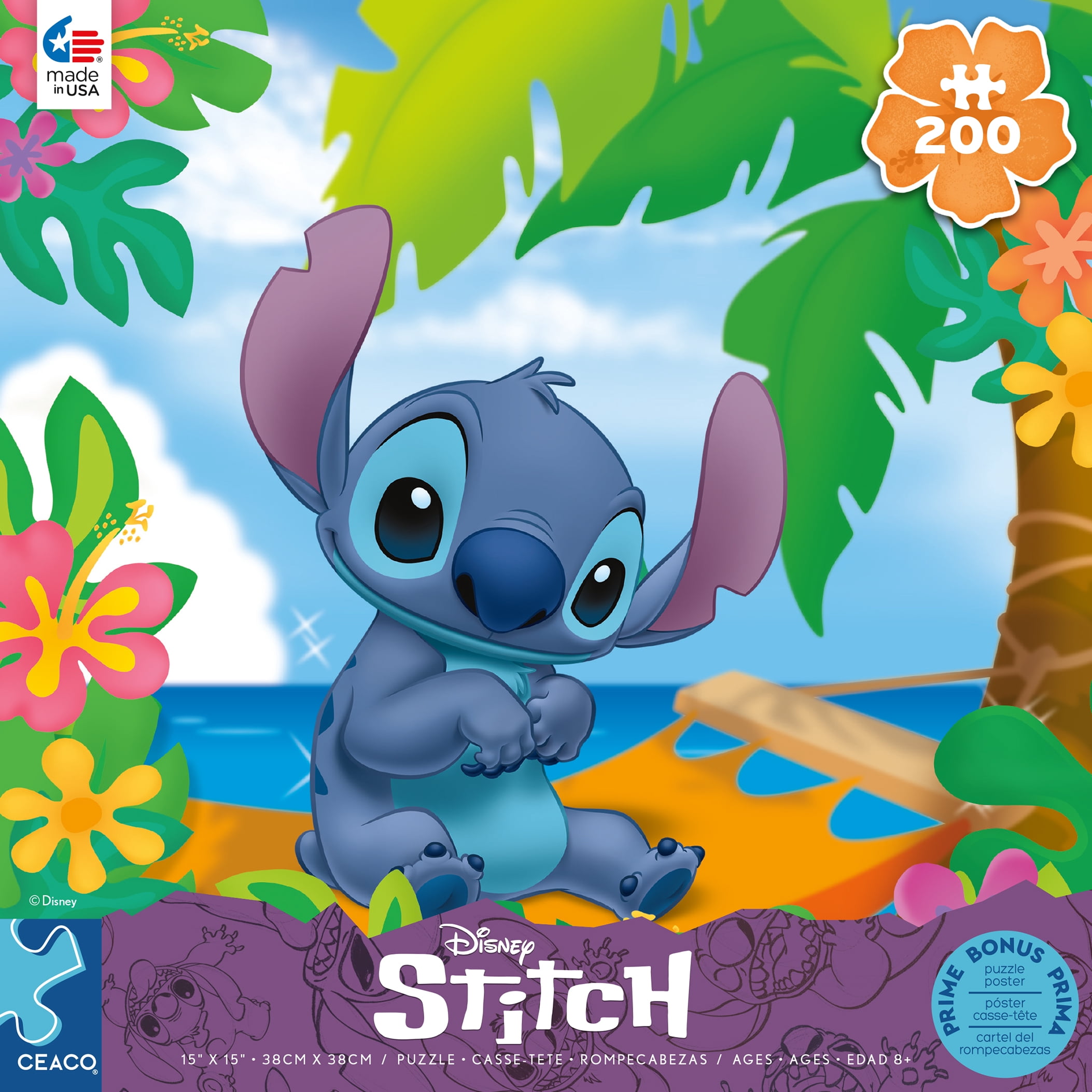 Ceaco - Disney Friends - Flower Power Stitch - 200 Piece Interlocking Jigsaw Puzzle