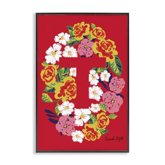 Stupell Industries Floral Bloom Letter T Botanical & Floral Painting Black Framed Art Print Wall Art, 12 x 18