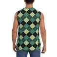 thumbnail image 4 of Fotbe Green Squares Men's Camiseta sin Mangas Estampada para Hombres, Playera Casual para Gimnasio, Entrenamiento, Playa-XX-Large, 4 of 7