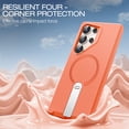 thumbnail image 3 of ExoGuard for Samsung Galaxy S25 Ultra Case, Adjustable Metal Kickstand, Soft Skin-Friendly Silicone Cover, Anti-Scratch Microfiber Lining - Orange, 3 of 7