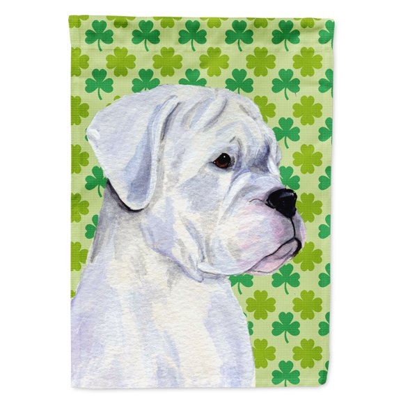 Carolines Treasures SS4440-FLAG-PARENT Boxer St. Patricks Day Shamrock Portrait Flag  multicolor