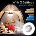thumbnail image 5 of XUANYI Camping Lamp, 54 Led Camping Lantern Usb Rechargeable, Fan Lantern Hanging Hook, Outdoor Lamp For Camping, Adventure, Fishing, Emergency, Power Failure 2 Pack, 5 of 5