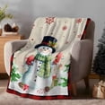 thumbnail image 2 of Christmas Snowman Flannel Blanket for Bed,Travel and Camping, Winter Xmas Pine Tree Snow Linen Red Plais Super Soft Cozy Blanket for All Seasons 50"x60", 2 of 9