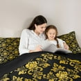 thumbnail image 5 of jejeloiu Ancient Damask Jacquard Bedding Comforter Set,Vintage Victorian Baroque Twin Comforter Sets,Gold Black Bedding Set For Kids,Microfiber Bedroom Decor Reversible,2pcs, 5 of 8