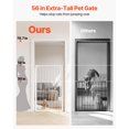 thumbnail image 3 of Extra Tall Pet Gate for Cats, 29-41 in Adjustable Width, 56 in High Dog Gate, with Pressure Mount Kit and Wall Mount Kit, 1.3 in Narrow Bar Spacing, for Stairs, Doorways, and House, White, 3 of 7