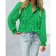 thumbnail image 4 of Blusa de Mujer PRETTYGARDEN Verde Manga Larga con Encaje Talla M, 4 of 6