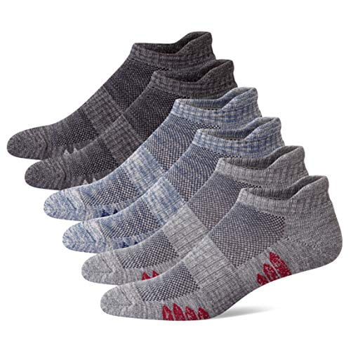 u i Men s Performance Cushion Cotton Low Cut Ankle Athletic Socks with Tab, Gray 6-Pack