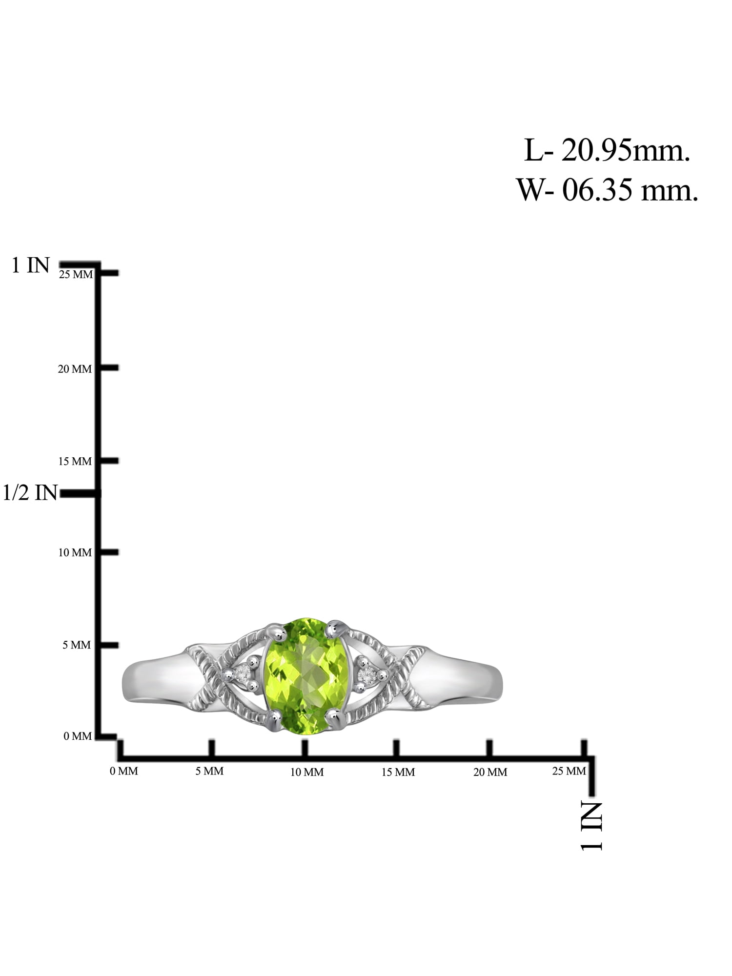 JewelersClub Peridot Ring Birthstone Jewelry – 0.50 Carat Peridot Sterling Silver Ring Jewelry with White Diamond Accent – Gemstone Rings with Hypoallergenic Sterling Silver Band