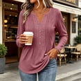 thumbnail image 4 of SETOOFF Womens V Neck Henley Pleated Pullover Long Sleeve Shirts Loose Fit Lightweight Tunic Blouses for Women Dressy Casual Work Business Casual Dailywear Fashion, 4 of 7