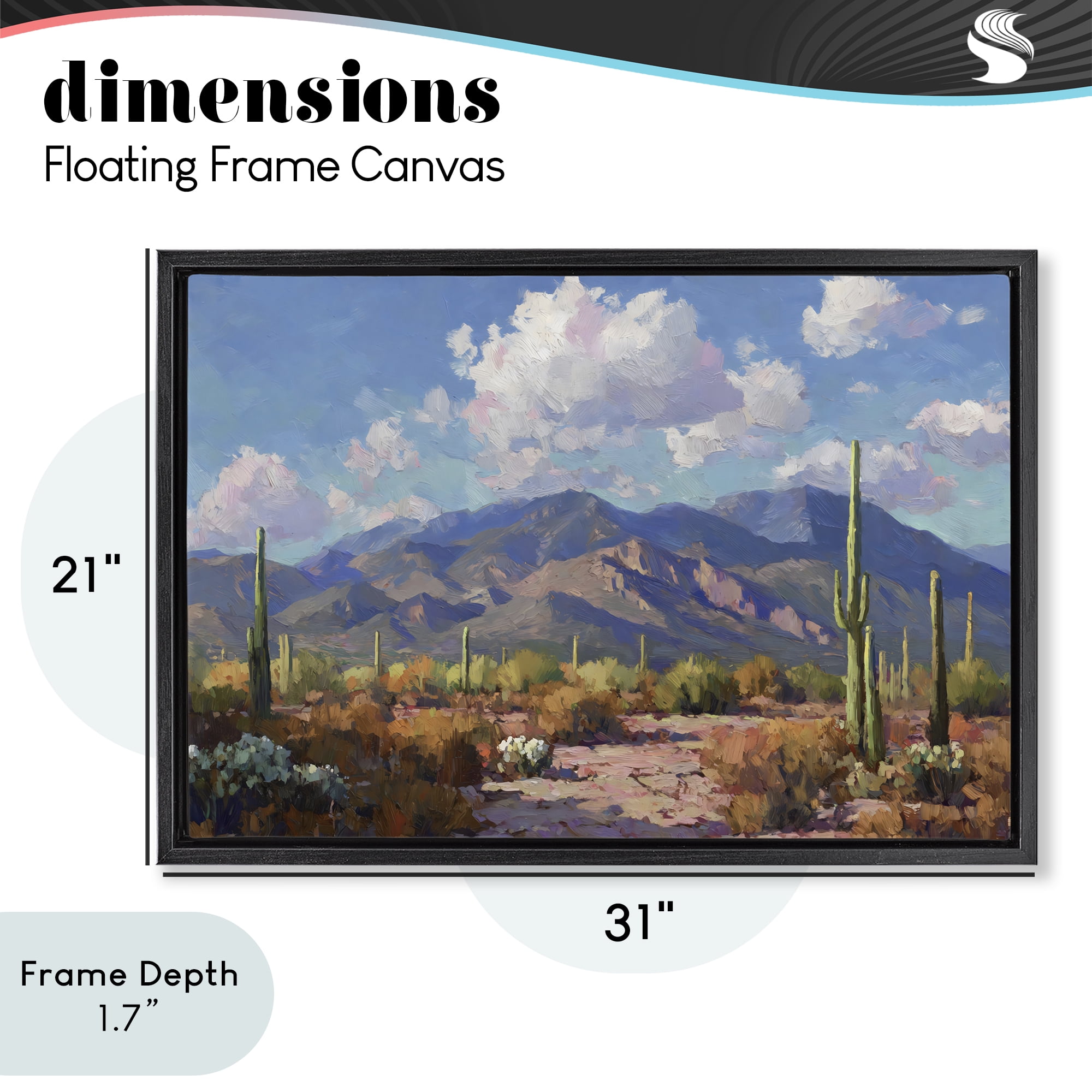 Stupell Industries Desert Mountains at Sunset Glow Black Framed Floater Canvas Wall Art, design by Gina Kelly